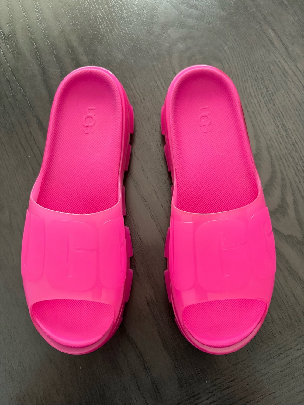 UGG Women’s Jella Clear Watercolors Slide Sandals Size 9 Dragon Fruit - Picture 3 of 8